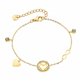 Oxzen ατσάλινο βραχιόλι με καρδιά και κρεμαστά στοιχεία