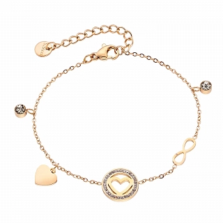 Oxzen ατσάλινο βραχιόλι με καρδιά και κρεμαστά στοιχεία
