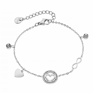 Oxzen ατσάλινο βραχιόλι με καρδιά και κρεμαστά στοιχεία