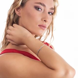 Oxzen ατσάλινο βραχιόλι σταθερό με λευκά ζιργκόν