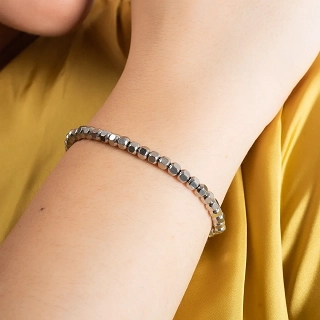 Oxzen ατσάλινο βραχιόλι ελαστικό με κύβους