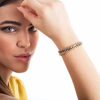 Oxzen ατσάλινο βραχιόλι ελαστικό με κύβους