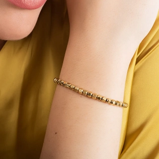 Oxzen ατσάλινο βραχιόλι ελαστικό με κύβους