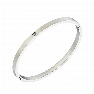 Oxzen ατσάλινο βραχιόλι σταθερό με λευκό ζιργκόν