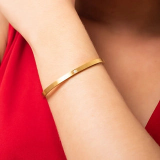 Oxzen ατσάλινο βραχιόλι σταθερό με λευκό ζιργκόν