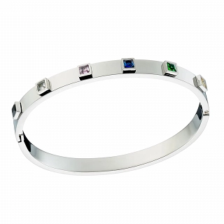 Oxzen ατσάλινο βραχιόλι σταθέρο με τετράγωνα χρωματιστά ζιργκόν