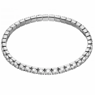 Oxzen βραχιόλι ατσάλινο ριβιέρα ελαστική με λευκά ζιργκόν