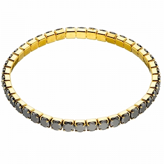 Oxzen βραχιόλι ατσάλινο ελαστική ριβιέρα με μαύρα ζιργκόν