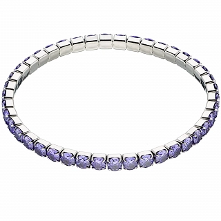 Oxzen βραχιόλι ατσάλινο ριβιέρα ελαστική με μωβ ζιργκόν