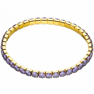 Oxzen βραχιόλι ατσάλινο ριβιέρα ελαστική με μωβ ζιργκόν