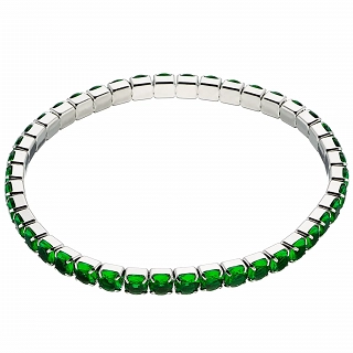 Oxzen βραχιόλι ατσάλινο ριβιέρα ελαστική με πράσινα ζιργκόν