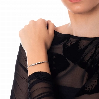 Oxzen ατσάλινο βραχιόλι με κυλινδρικά στοιχεία