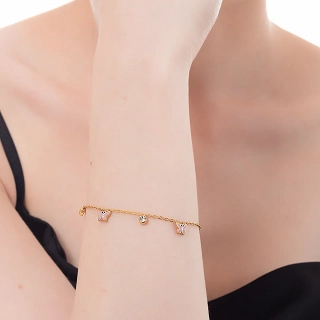 Oxzen γυναικείο βραχιόλι ατσάλινο με κρεμαστές μωβ πεταλούδες