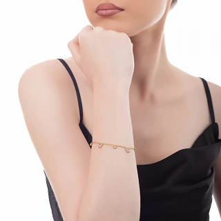 Oxzen γυναικείο βραχιόλι ατσάλινο με κρεμαστές μωβ πεταλούδες