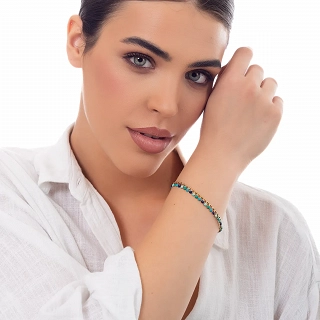 Oxzen γυναικείο βραχιόλι ατσάλινο με γαλάζιες πέτρες