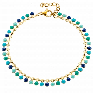 Oxzen γυναικείο βραχιόλι ατσάλινο με γαλάζιες πέτρες