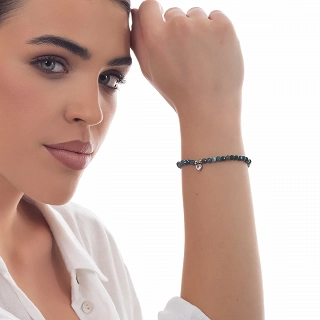 Oxzen γυναικείο βραχιόλι ατσάλινο με ημιπολύτιμες πέτρες