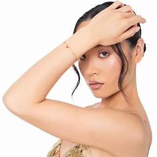 Oxzen γυναικείο βραχιόλι ατσάλινο με κρεμαστές κόκκινες καρδούλες