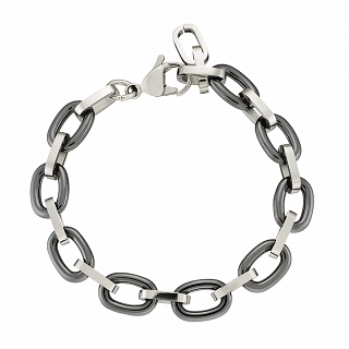 Oxzen βραχιόλι ατσάλινο με μαύρα κεραμικά στοιχεία