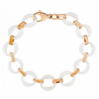 Oxzen βραχιόλι ατσάλινο με λευκά κεραμικά στοιχεία