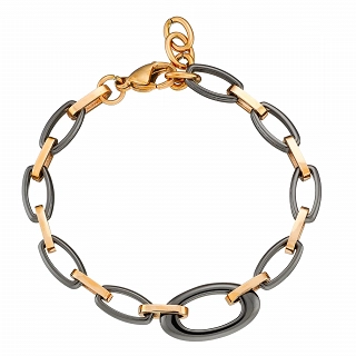 Oxzen βραχιόλι ατσάλινο με μαύρα κεραμικά στοιχεία