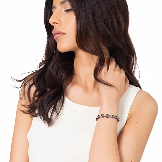 Oxzen βραχιόλι ατσάλινο με μαύρα κεραμικά στοιχεία