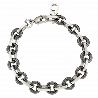 Oxzen βραχιόλι ατσάλινο με μαύρα κεραμικά στοιχεία