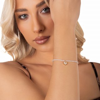 Oxzen ατσάλινο βραχιόλι με σπινέλιο και καρδιά