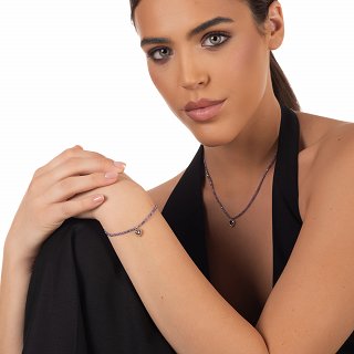 Oxzen ατσάλινο βραχιόλι με σπινέλιο και καρδιά