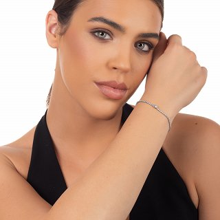 Oxzen ατσάλινο βραχιόλι ριβιέρα με καρδιά