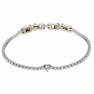 Oxzen ατσάλινο βραχιόλι ριβιέρα με καρδιά