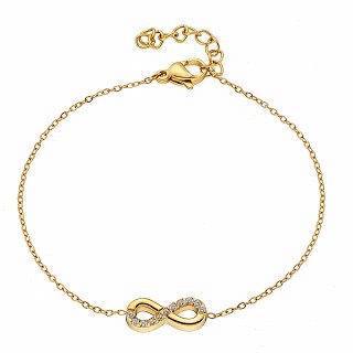 Oxzen ατσάλινο βραχιόλι άπειρο με λευκά ζιργκόν