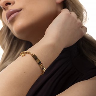 Oxzen γυναικείο βραχιόλι ατσάλινο ταυτότηρα με καρδιά