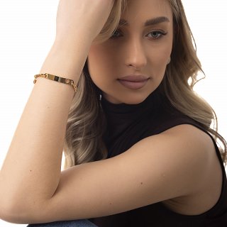 Oxzen γυναικείο βραχιόλι ατσάλινο ταυτότηρα με καρδιά