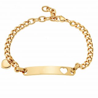 Oxzen γυναικείο βραχιόλι ατσάλινο ταυτότηρα με καρδιά