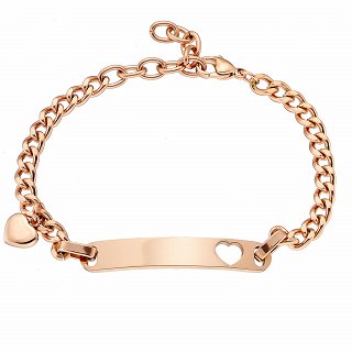 Oxzen γυναικείο βραχιόλι ατσάλινο ταυτότηρα με καρδιά