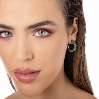 Oxzen σκουλαρίκια κρίκοι ατσάλινα 20mm με ζιργκόν