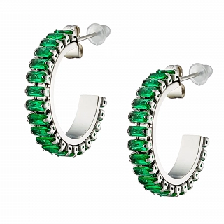 Oxzen σκουλαρίκια κρίκοι ατσάλινα 20mm με ζιργκόν