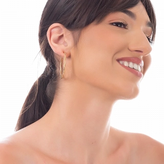 Oxzen σκουλαρίκια κρίκοι ατσάλινοι 35 mm πλεξούδα