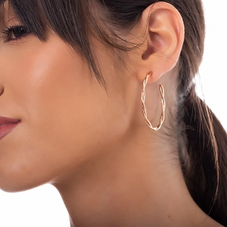 Oxzen σκουλαρίκια κρίκοι ατσάλινοι 35 mm πλεξούδα