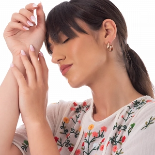 Oxzen σκουλαρίκια κρίκοι ατσάλινοι 20 mm τριπλοί