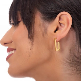 Oxzen σκουλαρίκια κρίκοι ατσάλινοι τετραγωνισμένοι