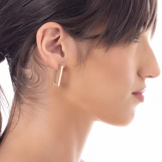 Oxzen σκουλαρίκια κρίκοι ατσάλινοι τετραγωνισμένοι