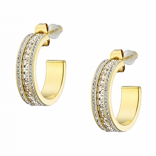 Oxzen σκουλαρίκια κρίκοι ατσάλινοι 20 mm γεμάτοι με λευκά ζιργκόν