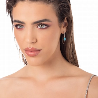 Oxzen σκουλαρίκια κρίκοι ατσάλινοι μακρόστενοι με ζιργκόν