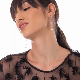 Oxzen σκουλαρίκια κρεμαστά ατσάλινα μακριά με πέρλα