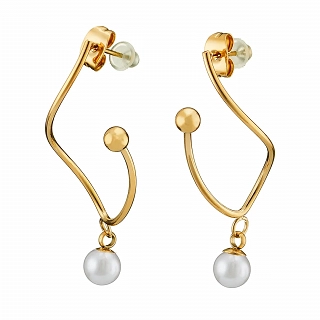 Oxzen σκουλαρίκια κρεμαστά ατσάλινα με πέρλα