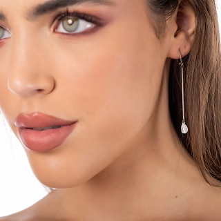 Oxzen σκουλαρίκια κρεμαστά από ανοξείδωτο ατσάλι με λευκό ζιργκόν