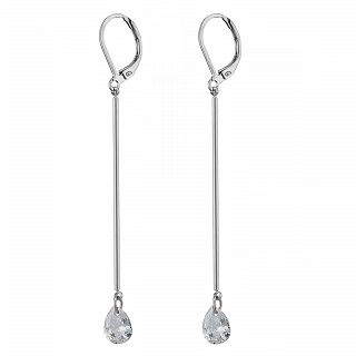 Oxzen σκουλαρίκια κρεμαστά από ανοξείδωτο ατσάλι με λευκό ζιργκόν