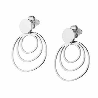 Oxzen σκουλαρίκια κρεμαστά ατσάλινα με ακανόνιστους κύκλους